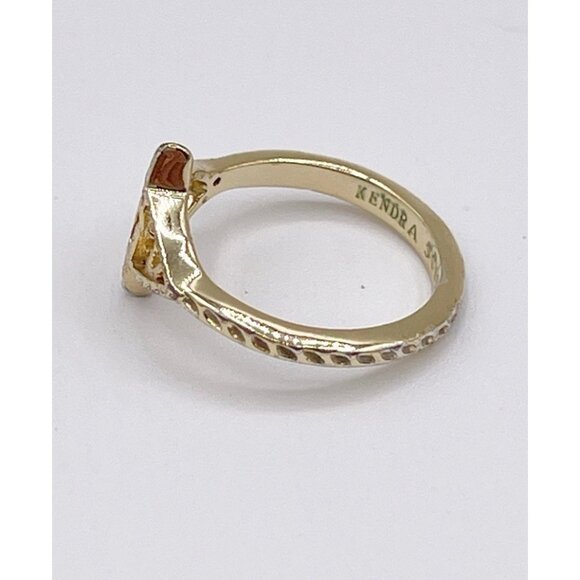 Kendra Scott Caleb Evil Eye Small Dainty Band Ring In Gold Tone Size 4.25 - Picture 3 of 5